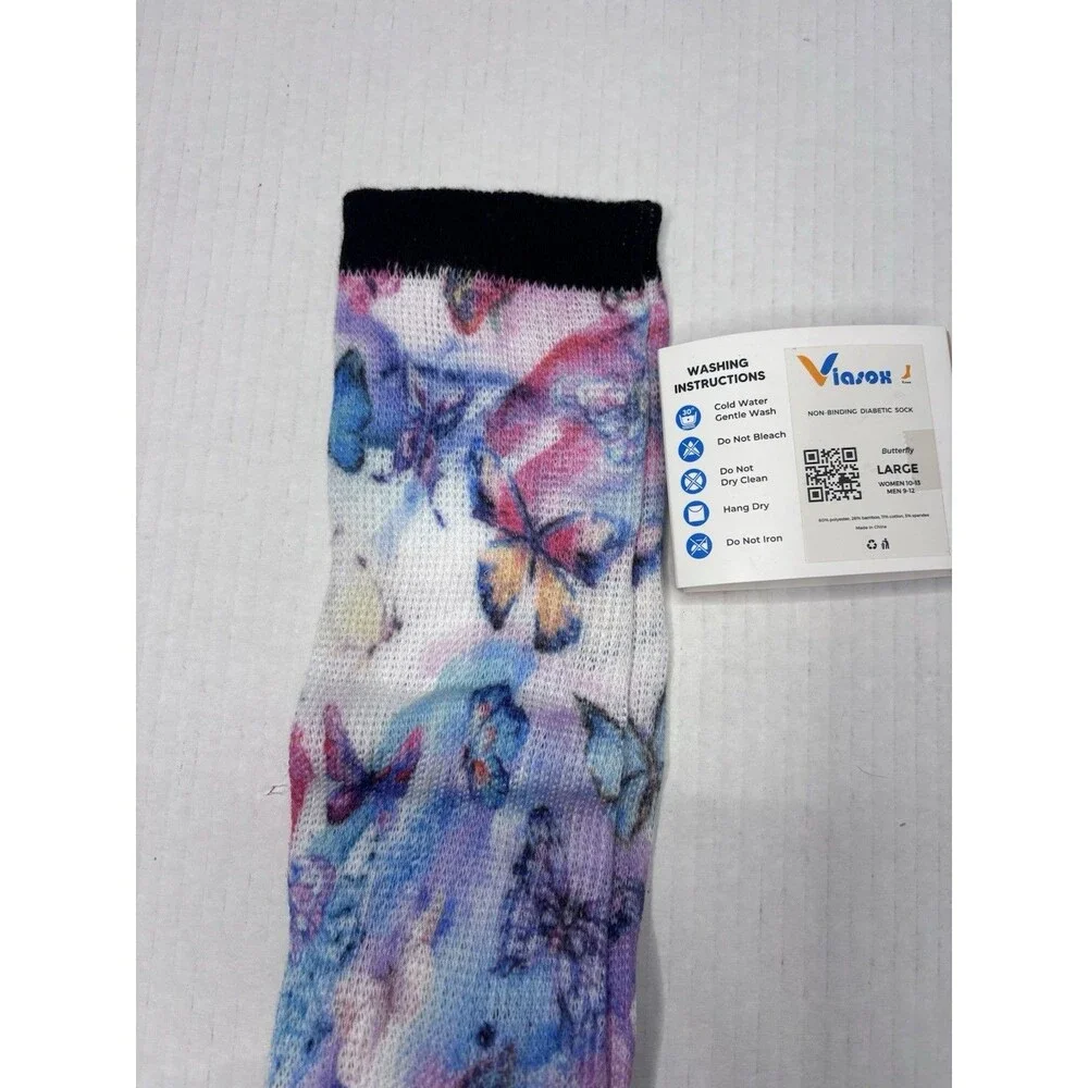 Viasox diabetic socks Butterfly Large Women 10-13 Men 9-12